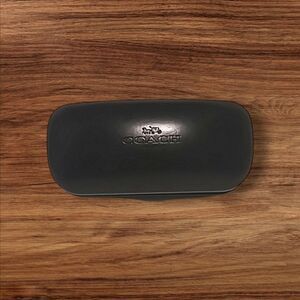 Coach Sunglasses Eyeglasses Case Leather Clam Shell Hard Sided Snap Shut Black